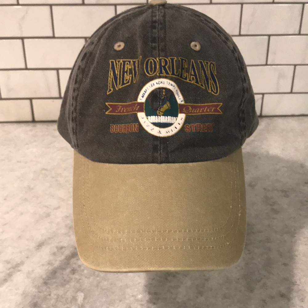New Orleans Bourbon Street Hat Mens Gray French Quarter Dad Cap Baseball Trucker